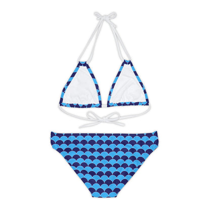 Blue Fans - Azure 0080FF - Strappy Bikini Set
