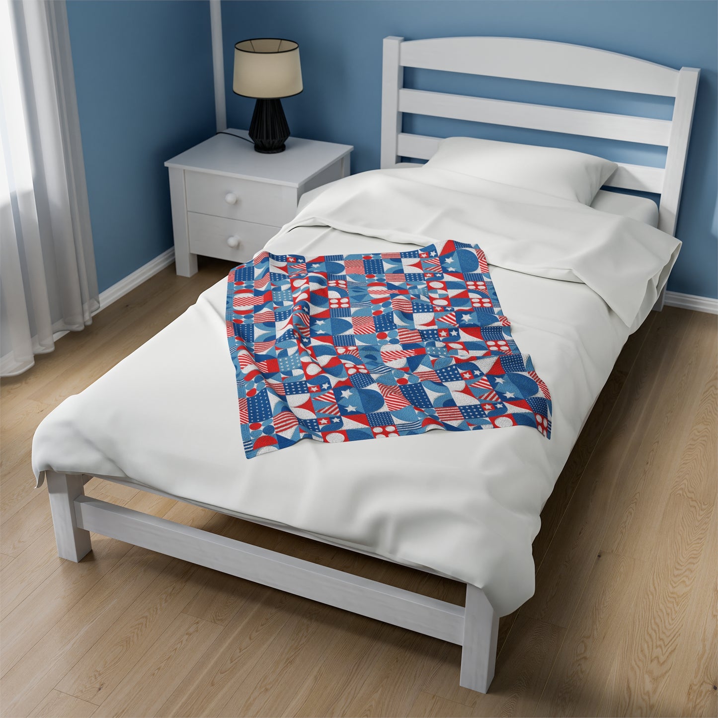 Red White and Blue Bold Pattern - Oil Paint Texture - BIG - Velveteen Plush Blanket