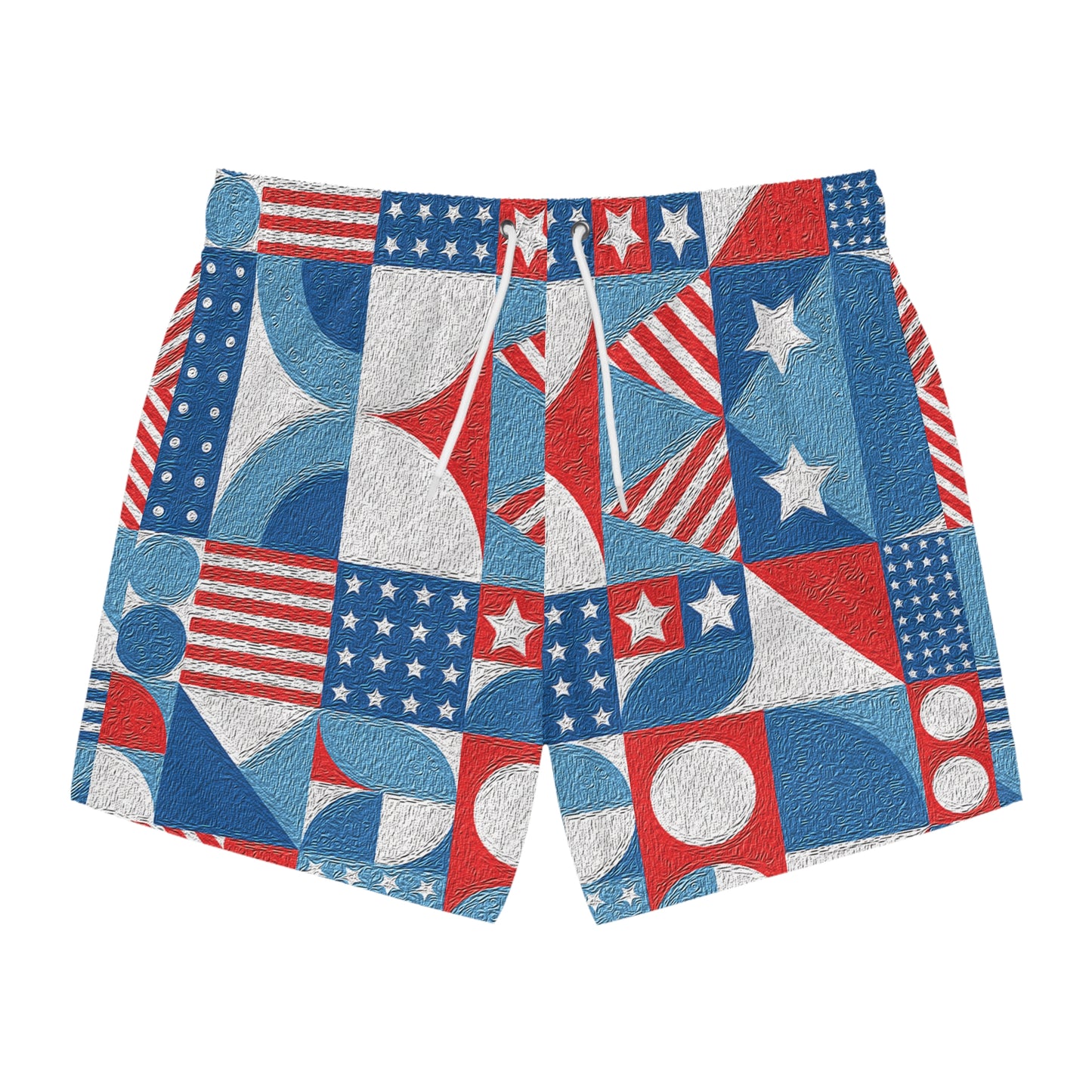 Red White and Blue Bold Pattern - Oil Paint Texture - BIG - Swim Trunks