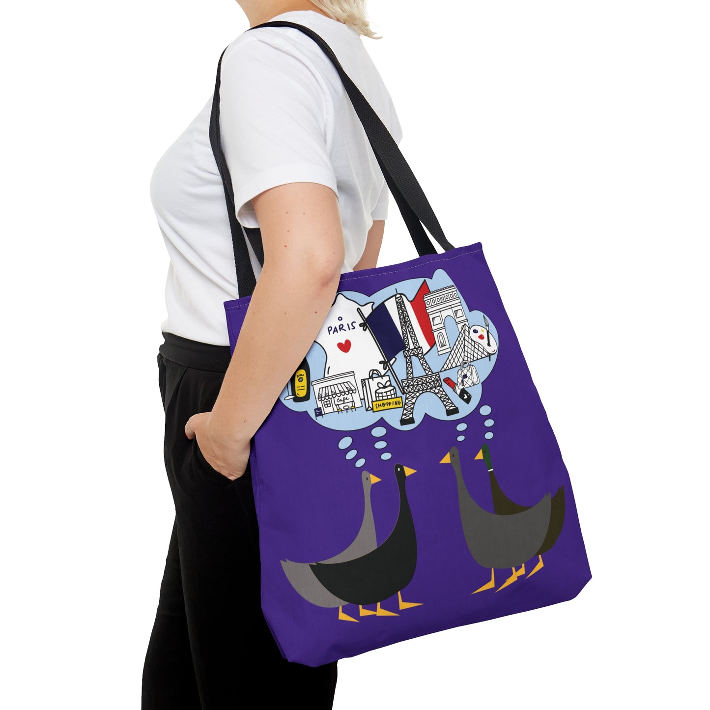 Ducks dreaming of Paris - Purple Heart 5412AB - Tote Bag