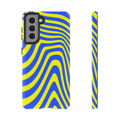 Retro wavy - yellow and blue - Tough Cases