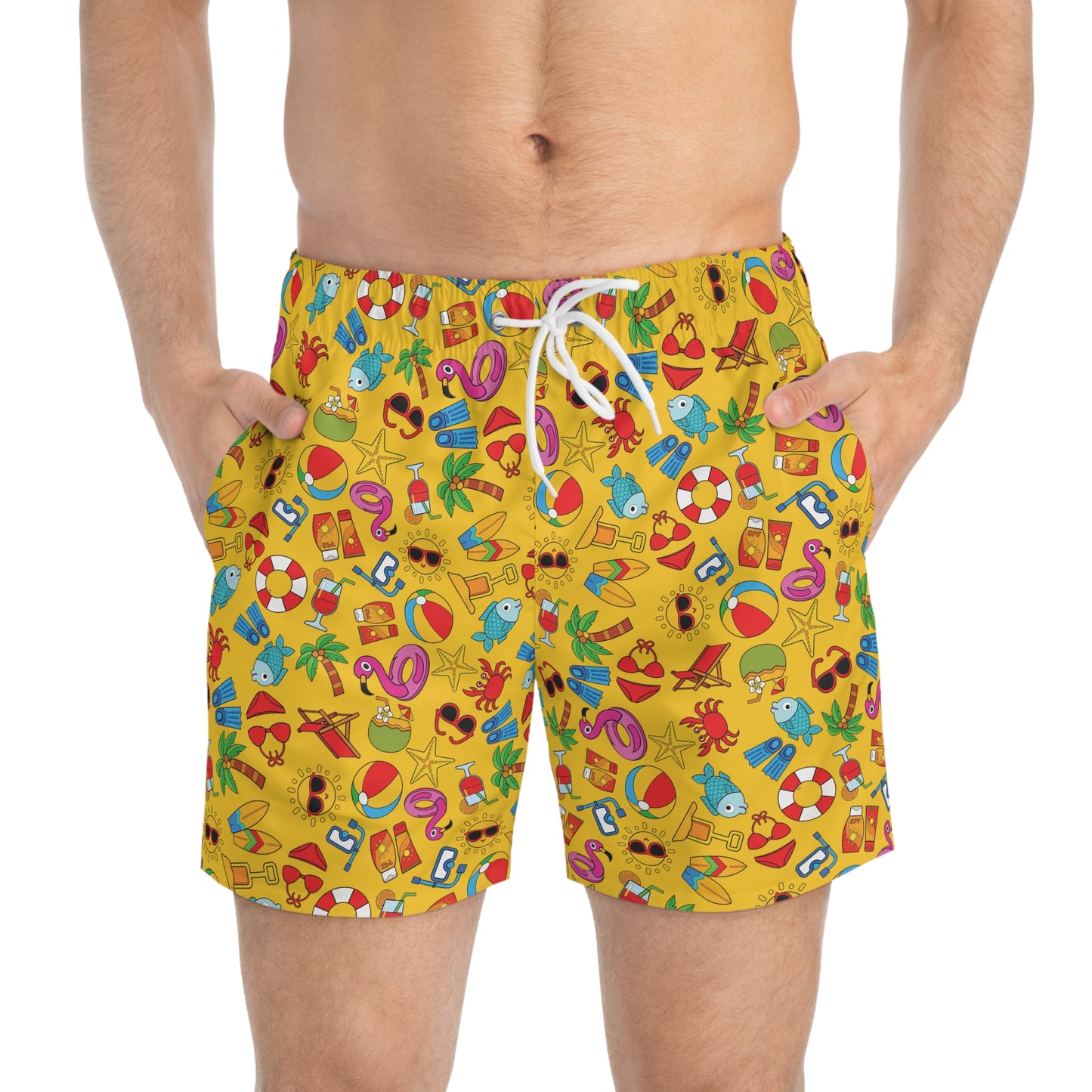 Summer Vibes - Gold Color ffcc00 - Swim Trunks