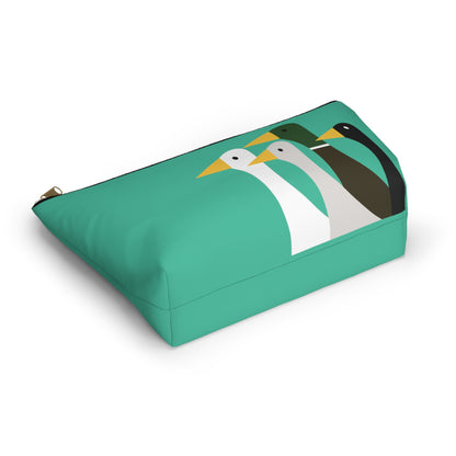 Nifty Ducks Co. Logo2 - ducks - Turquoise 12d3ad - Accessory Pouch w T-bottom