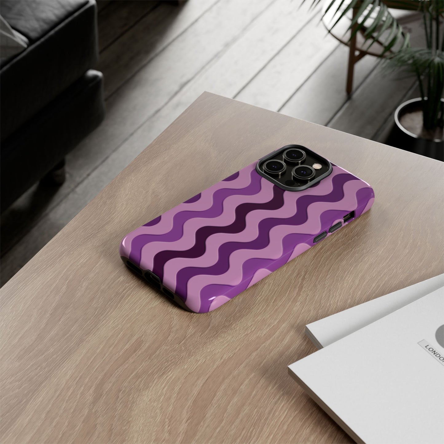 Vertical retro wavy purple and pink - Tough Cases