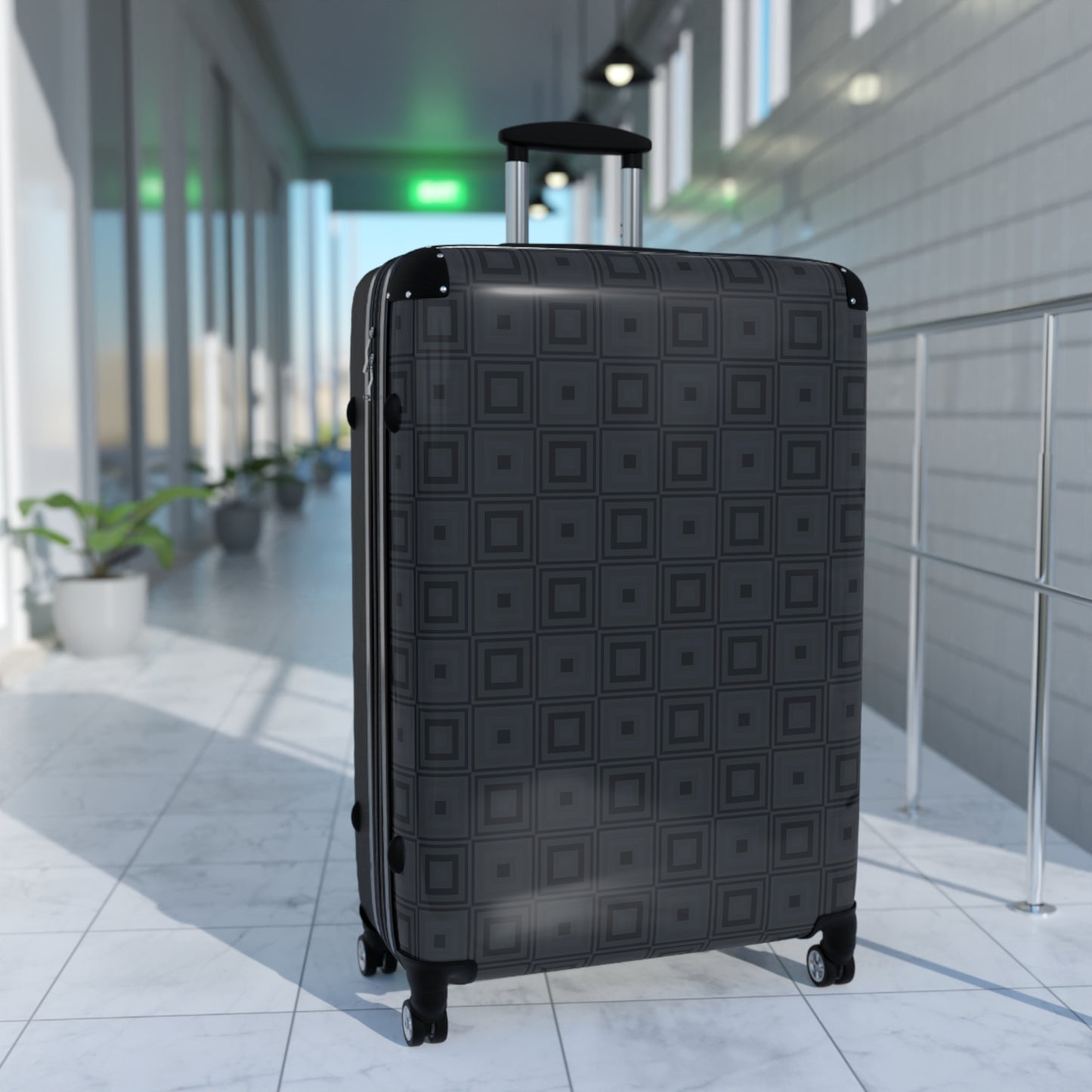 Onyx - Dark Jungle Green Squares - Suitcase