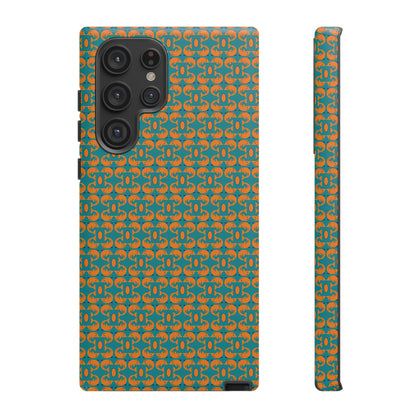 Playful dolphins - Orange - Aqua 008E97 - Tough Cases