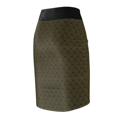 Art Deco 10 - Black 000000 - Women's Pencil Skirt