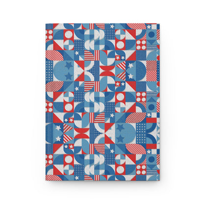 Red White and Blue Bold Pattern - Oil Paint Texture - Hardcover Journal Matte