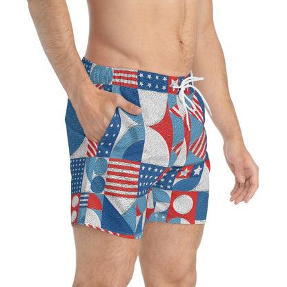 Red White and Blue Bold Pattern - Oil Paint Texture - BIG - Swim Trunks