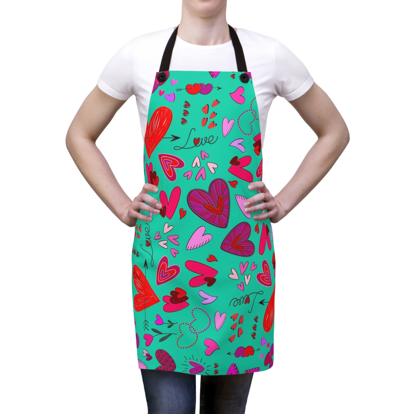 Heart Doodles - Turquoise 12d3ad - Apron