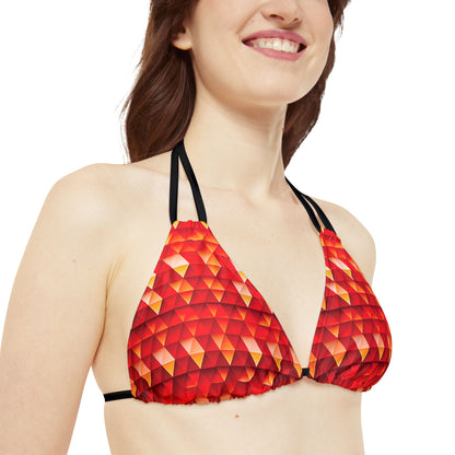 Geometric Flame - Red Triangles - Boston University Red d00000 - Strappy Bikini Set