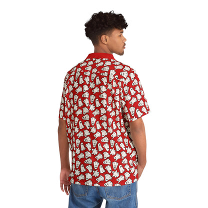 Boo - Ghosts - Halloween - Scarlet de0000 - Men's Hawaiian Shirt