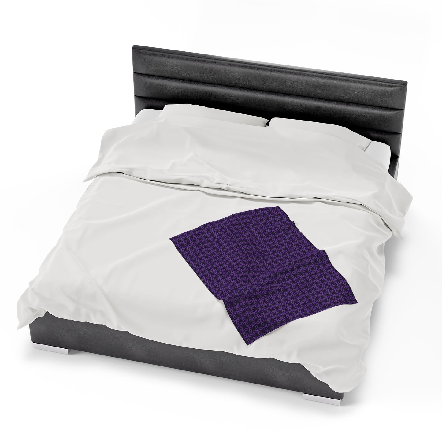 Letter Art - A - Purple - Black 000000 - Velveteen Plush Blanket