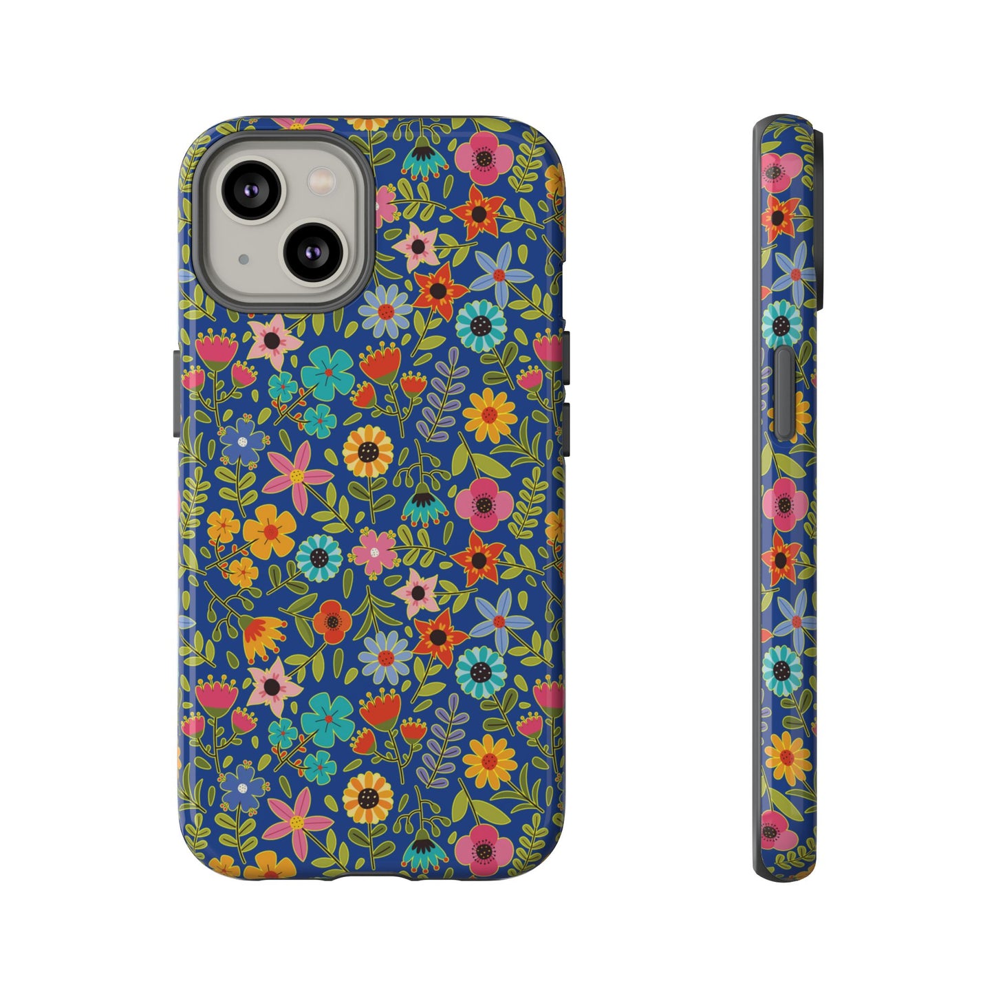 Playful Spring flowers - blue - Tough Cases