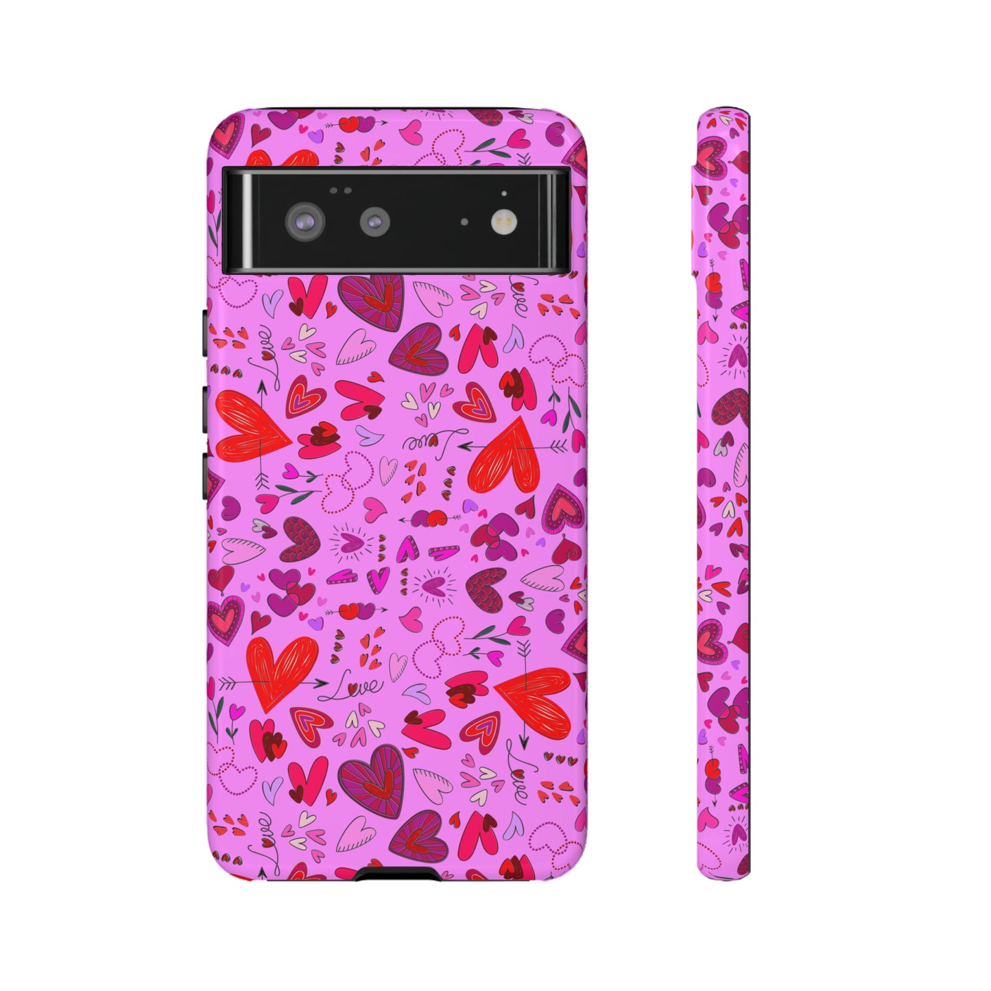 Heart Doodles - Fuschia Pink ff8eff - Tough Cases