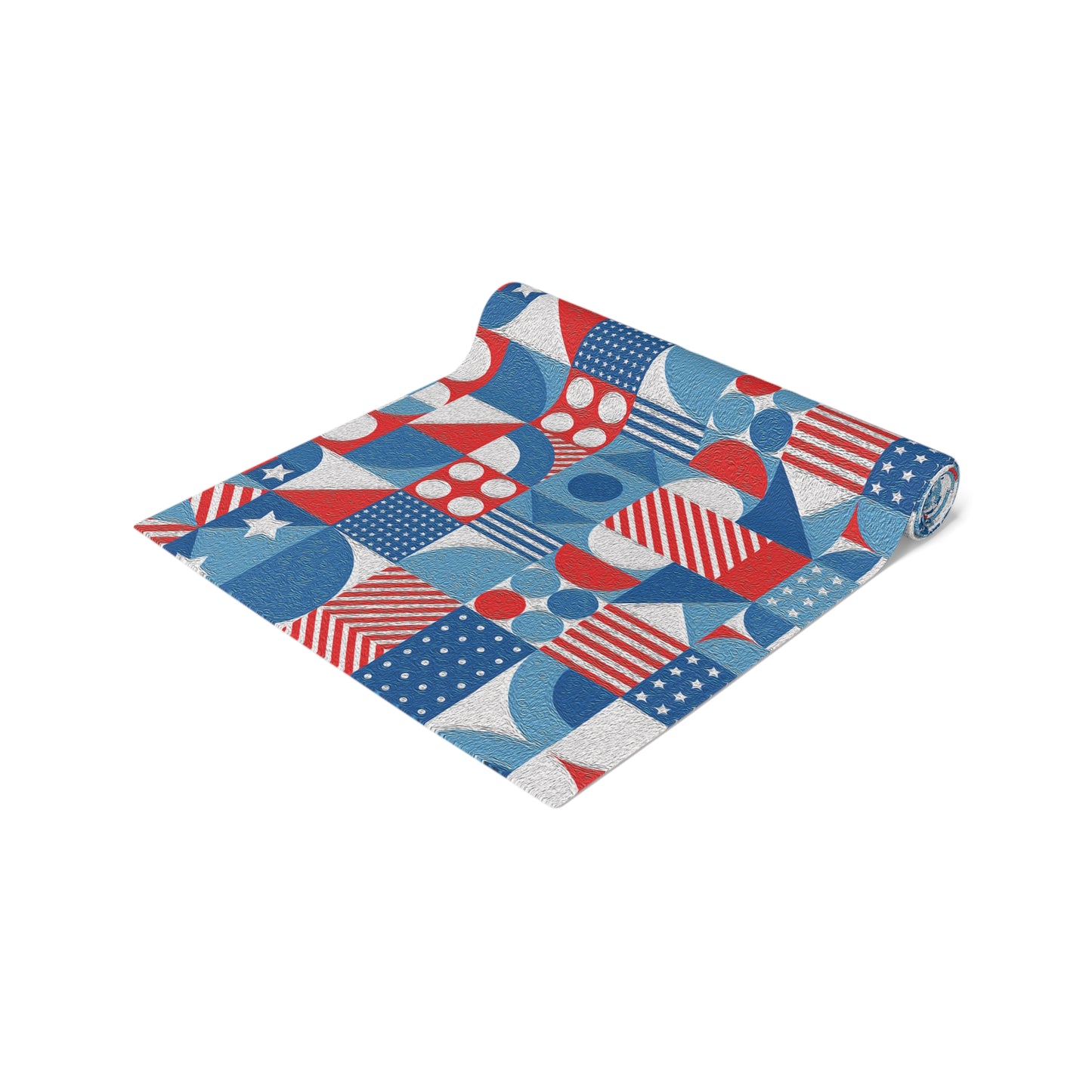 Red White and Blue Bold Pattern - Oil Paint Texture - Table Runner