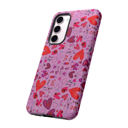 Heart Doodles - Fuschia Pink ff8eff - Tough Cases