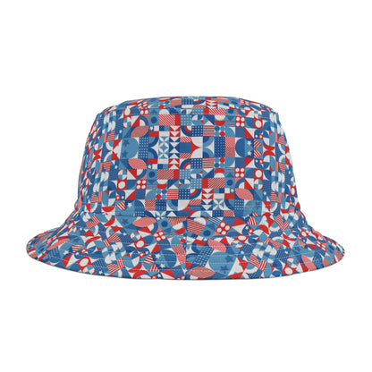 Red White and Blue Bold Pattern - Oil Paint Texture - Bucket Hat (AOP)