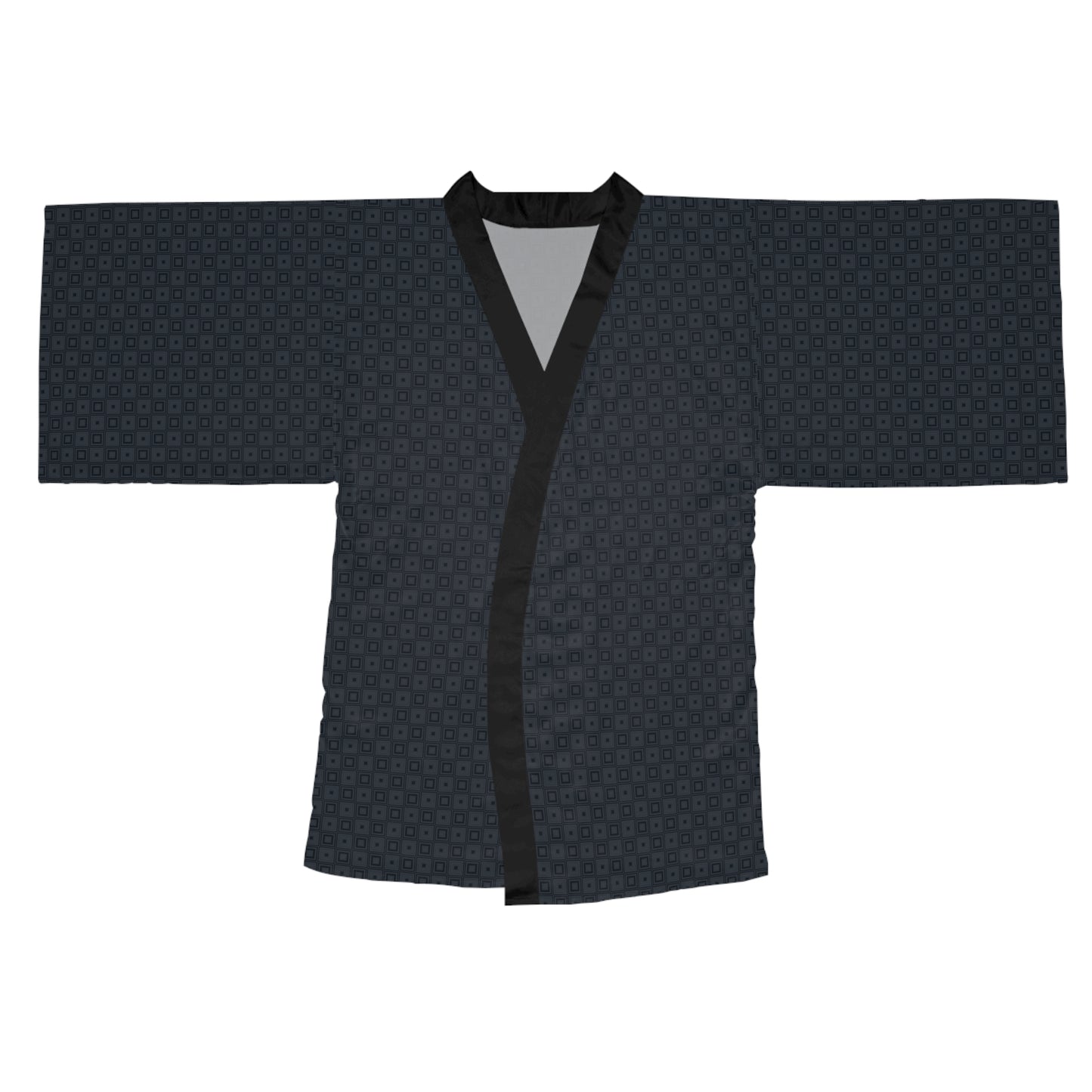 Onyx - Dark Jungle Green Squares - Long Sleeve Kimono Robe (AOP)