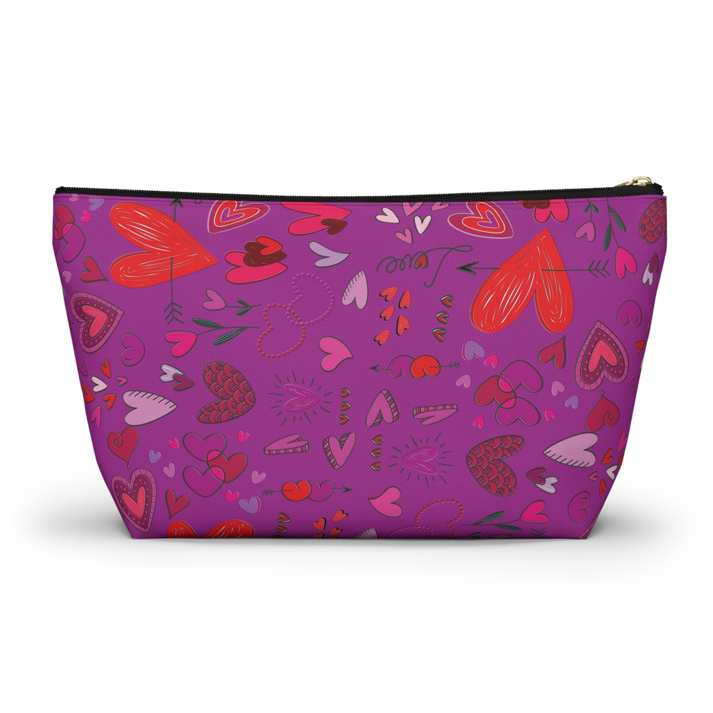 Heart doodles - Deep Magenta B805AE - Accessory Pouch w T-bottom