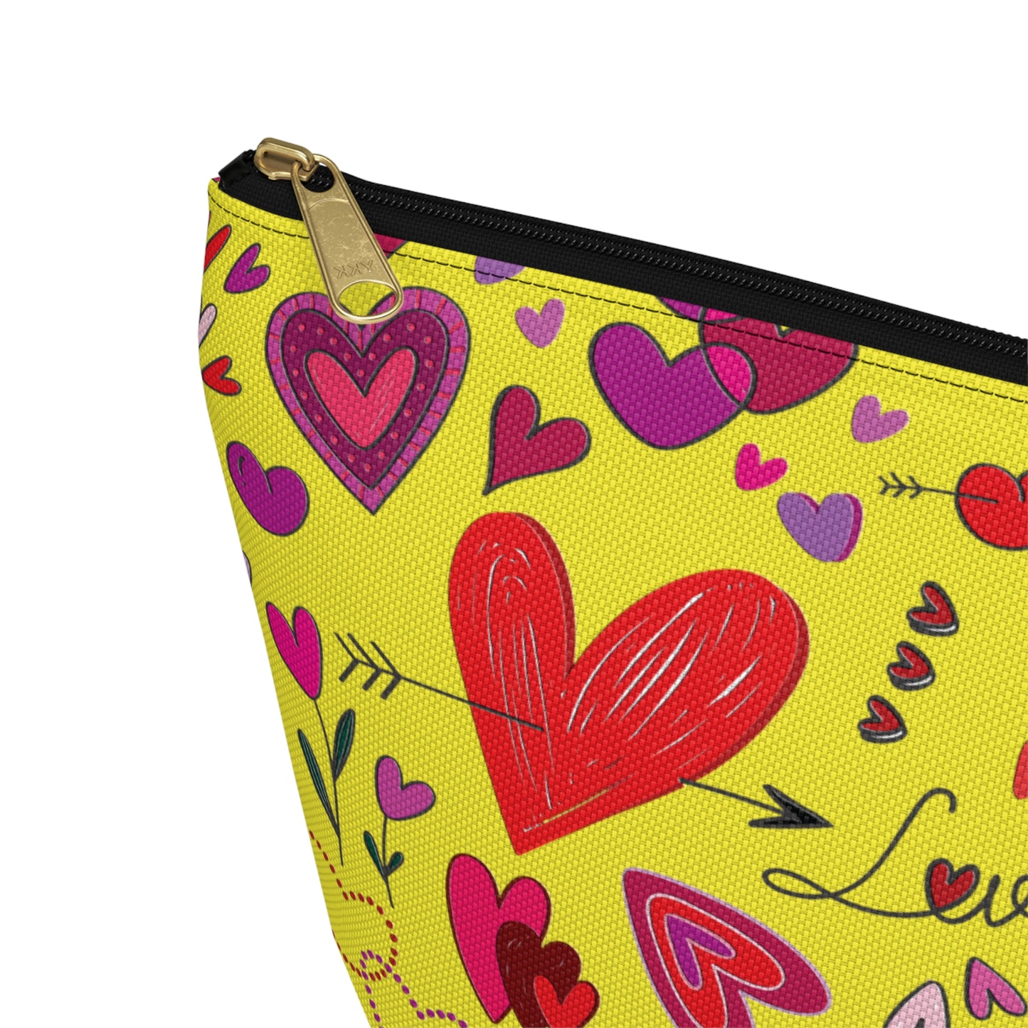 Heart doodles - Yellow fff800 - Accessory Pouch w T-bottom