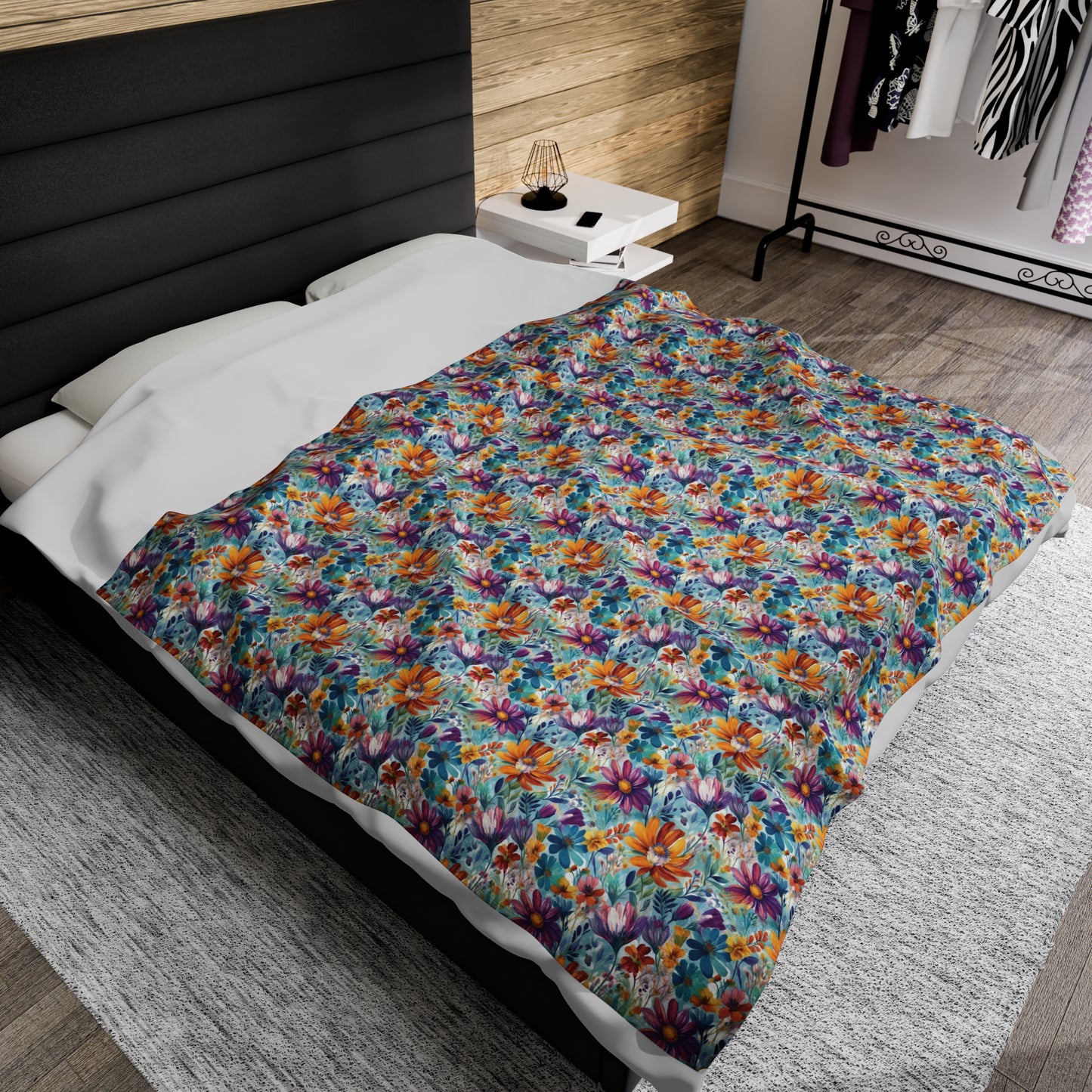 Wild Flowers - AI Generated - Velveteen Plush Blanket