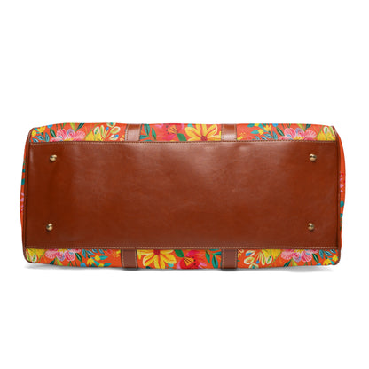 Bright Bold Watercolor Flowers - Orange FE5000 - Waterproof Travel Bag