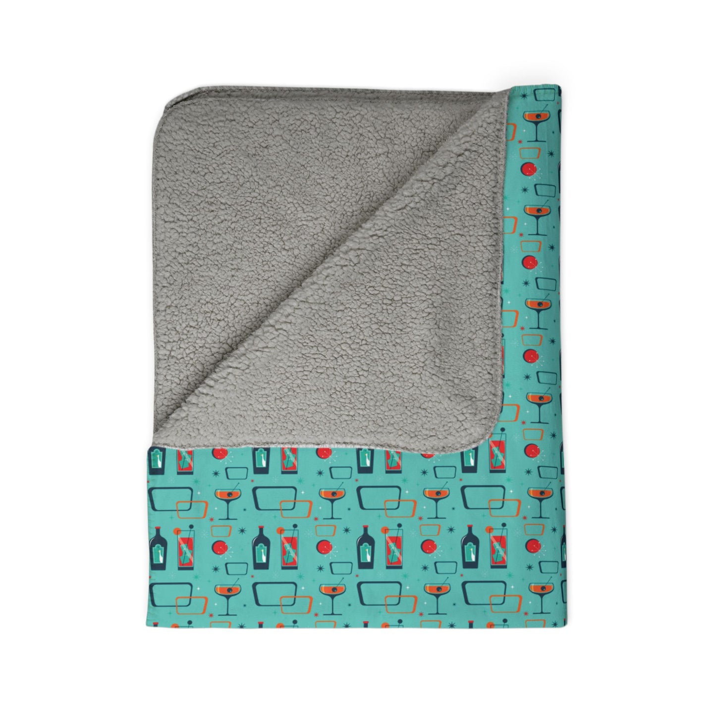 Fleece Sherpa Blanket - Cocktail Time - Turquoise