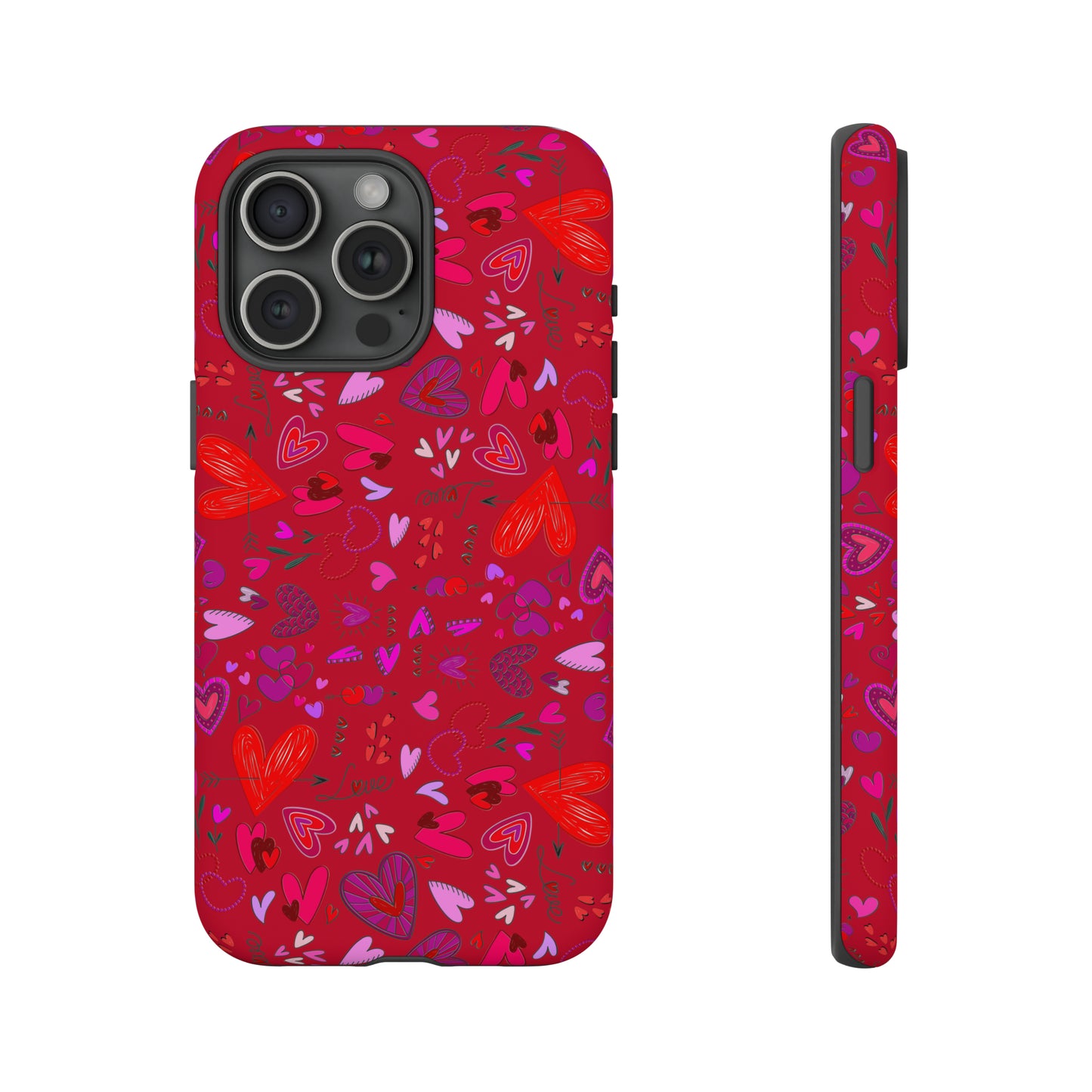 Heart Doodles - Fire Engine Red c8092e - Tough Cases