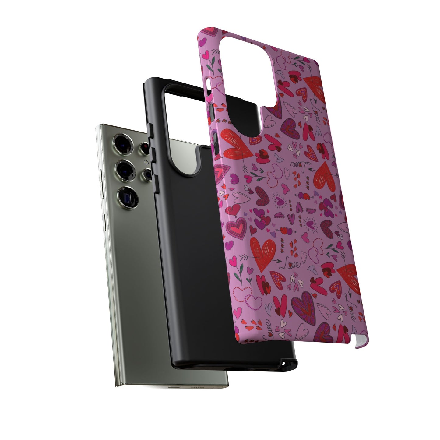 Heart Doodles - Fuschia Pink ff8eff - Tough Cases