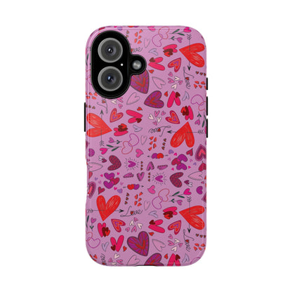 Heart Doodles - Fuschia Pink ff8eff - Tough Cases