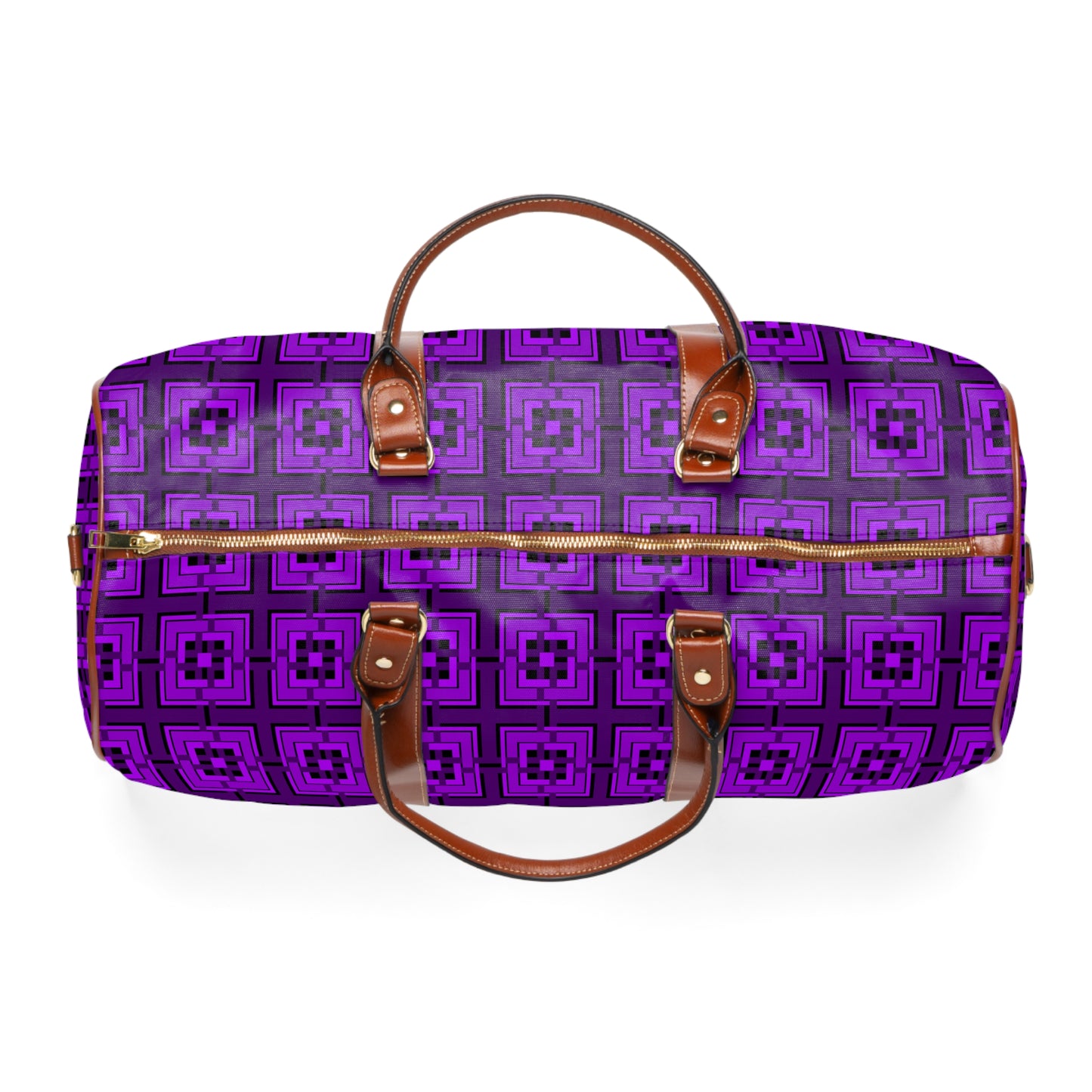Intersecting Squares - Purple - Black 000000 - Waterproof Travel Bag