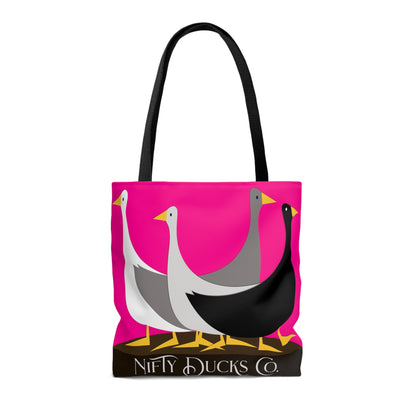 Nifty Ducks Co. Logo - deep pink - Tote Bag