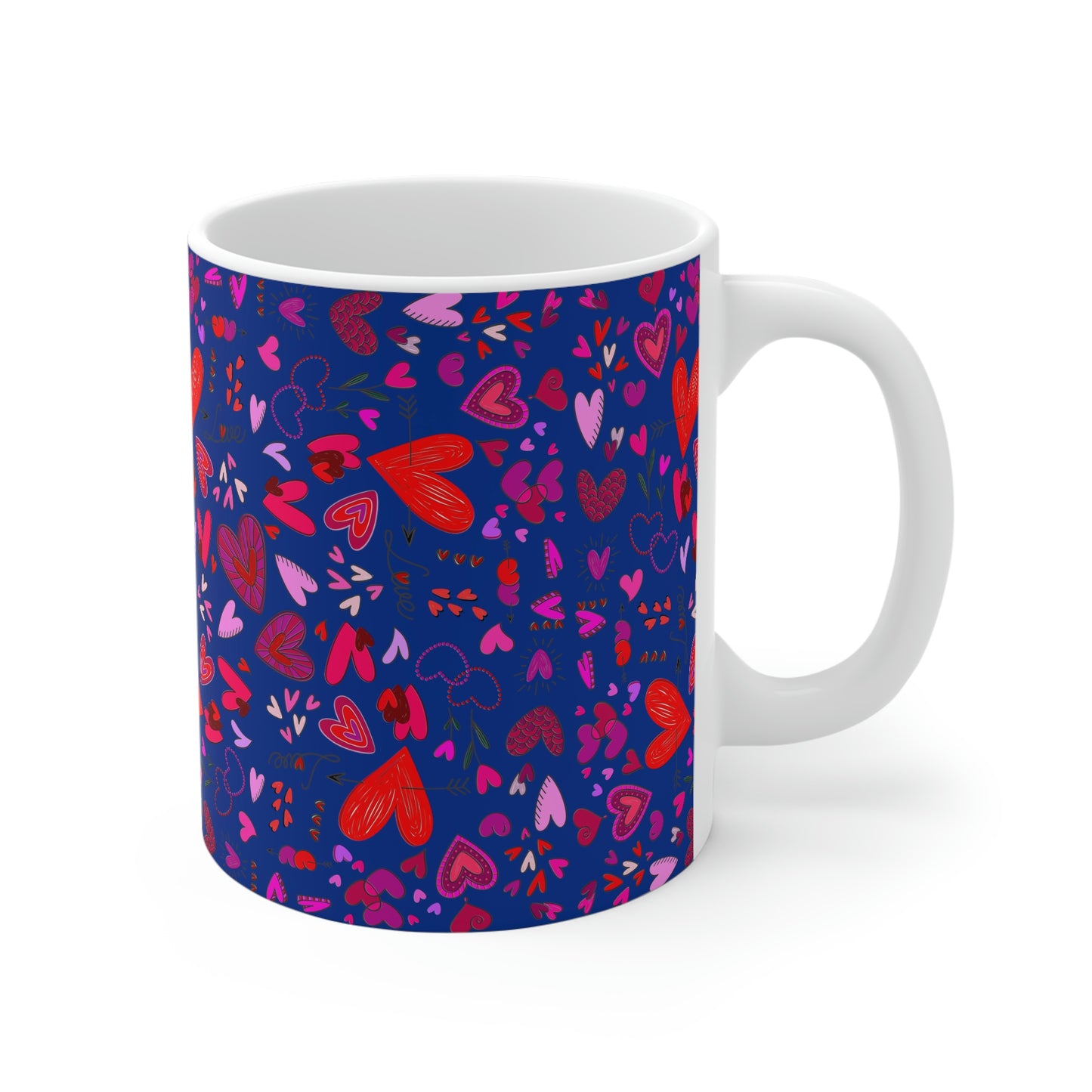 Heart Doodles - Blue 00338D - Mug 11oz