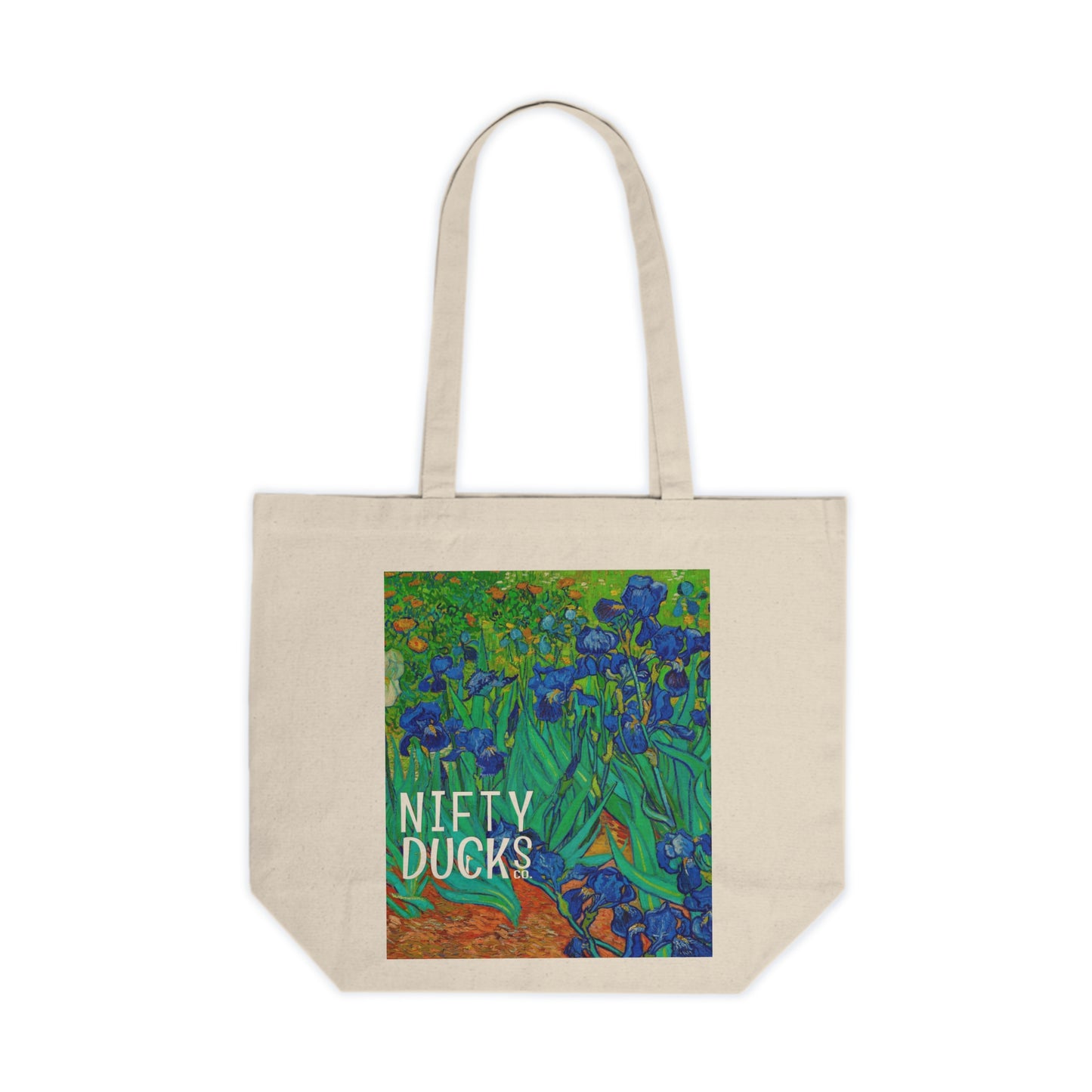 Irises - 1889 - van Gogh - logo - Canvas Shopping Tote