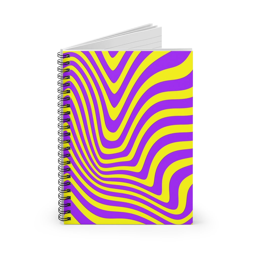 Retro wavy - purple and yellow - Spiral Notebook - Ruled Line