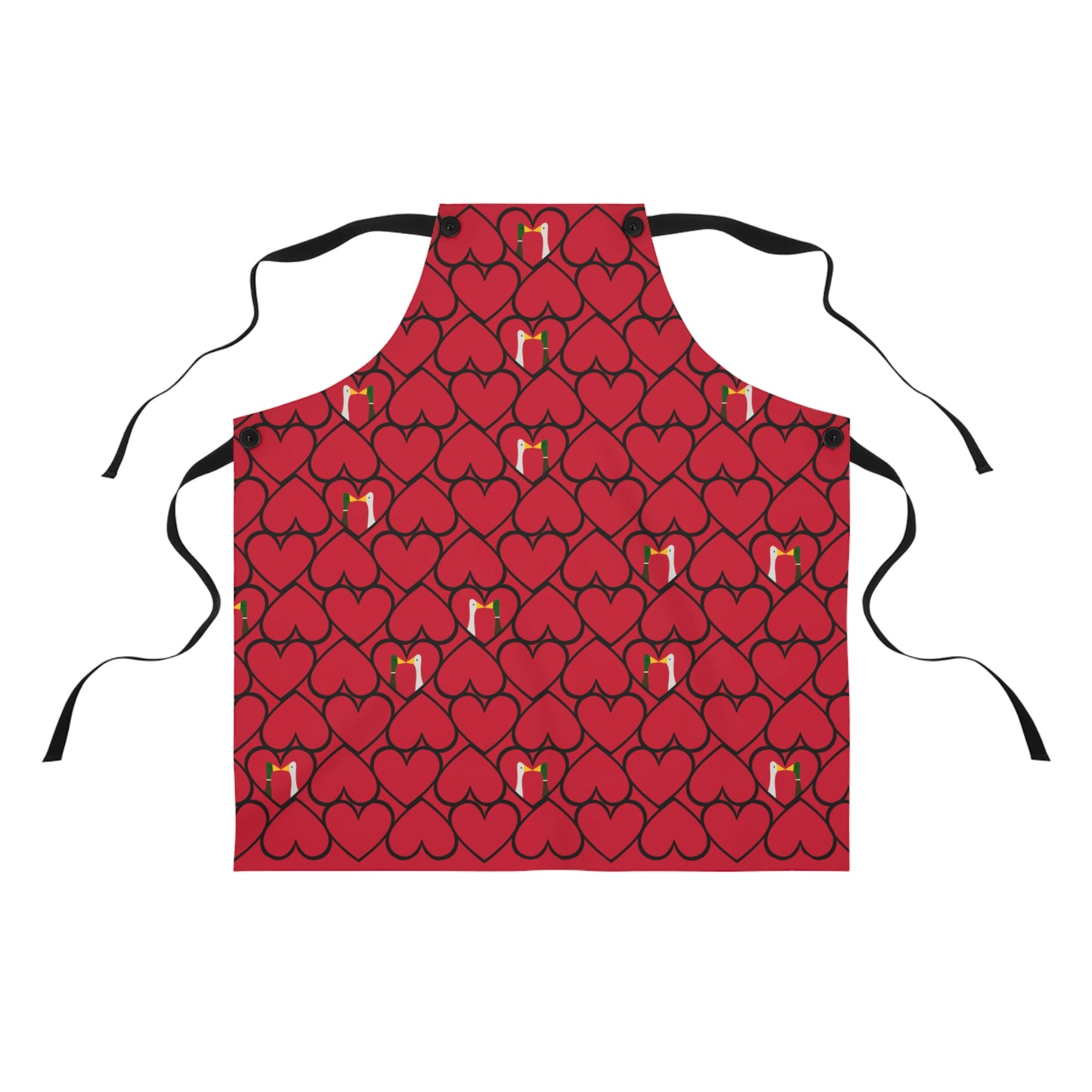 Ducks in hearts - Fire Engine Red c8092e - Apron