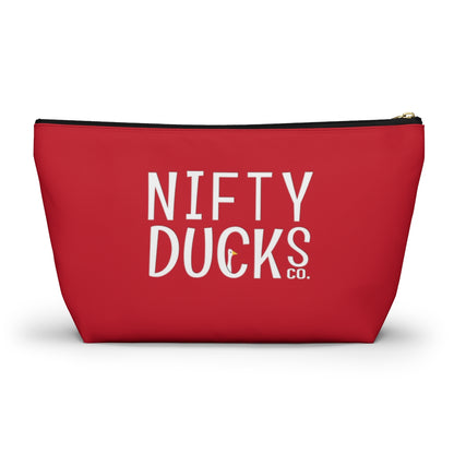 Nifty Ducks Co. Logo2 - red - Accessory Pouch w T-bottom