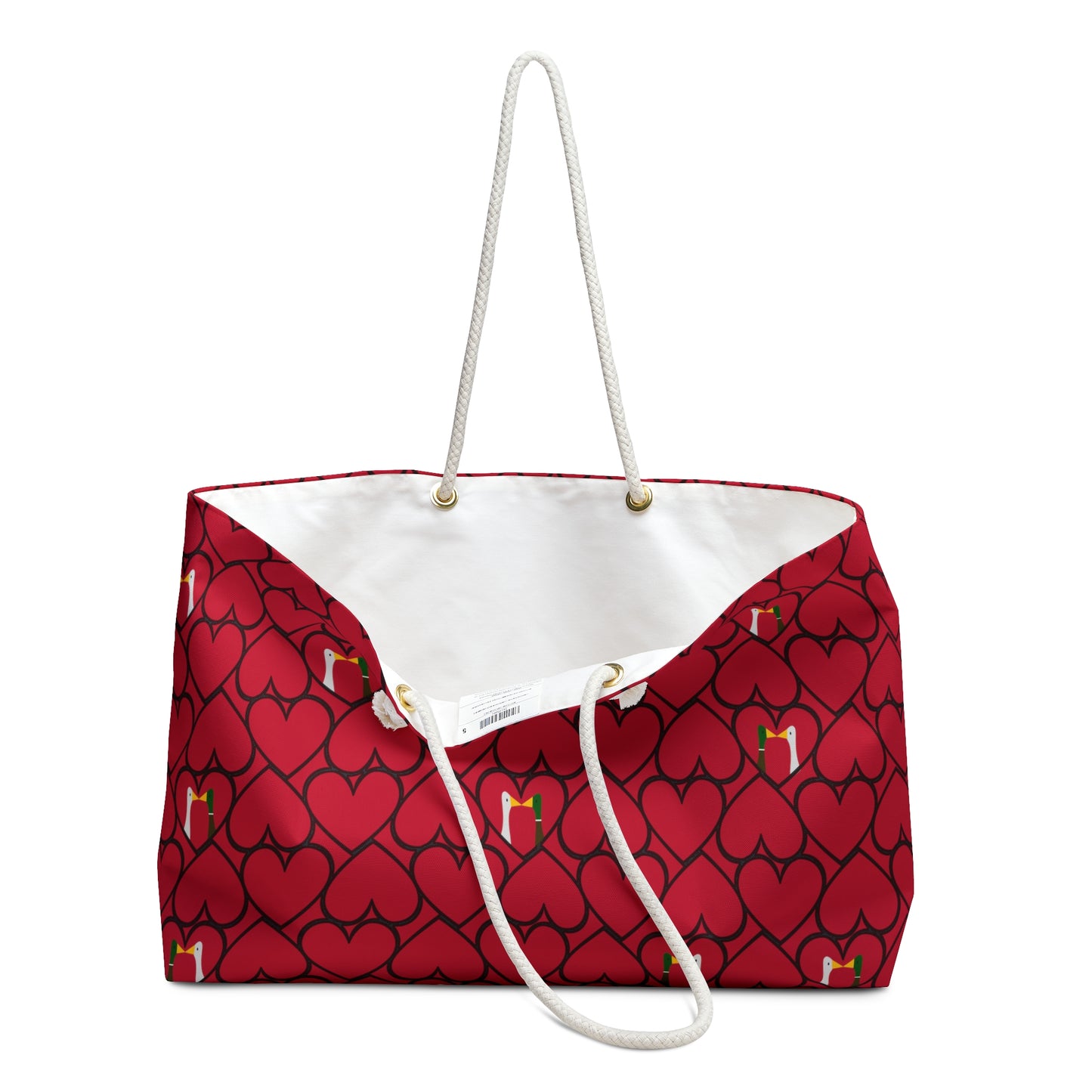 Ducks in hearts - Fire Engine Red c8092e - Weekender Bag