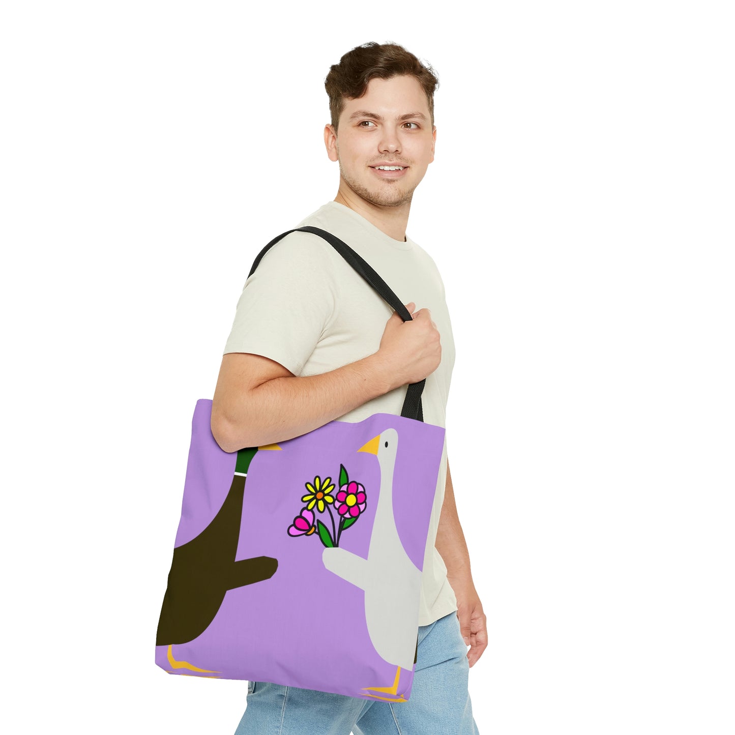 Ducks sharing flowers - Wisteria c197e1 - Tote Bag