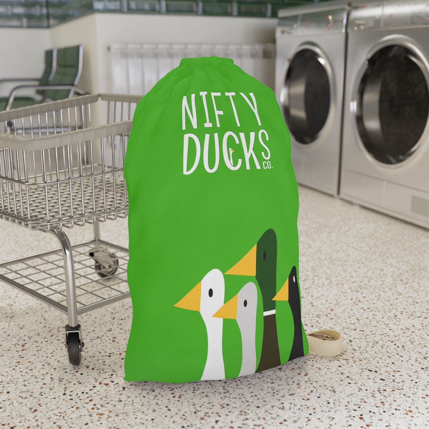 Nifty Ducks Co. Logo2 - Kelly Green 4cbb17 - Laundry Bag