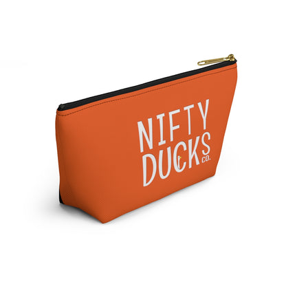 Nifty Ducks Co. Logo2 - ducks - orange - Accessory Pouch w T-bottom