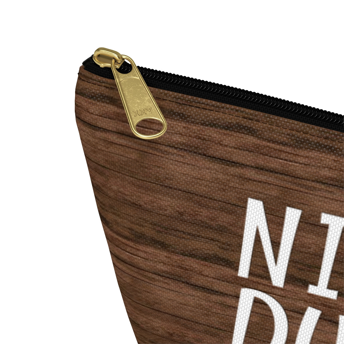 Nifty Ducks Co. Logo2 - wood background - Accessory Pouch w T-bottom