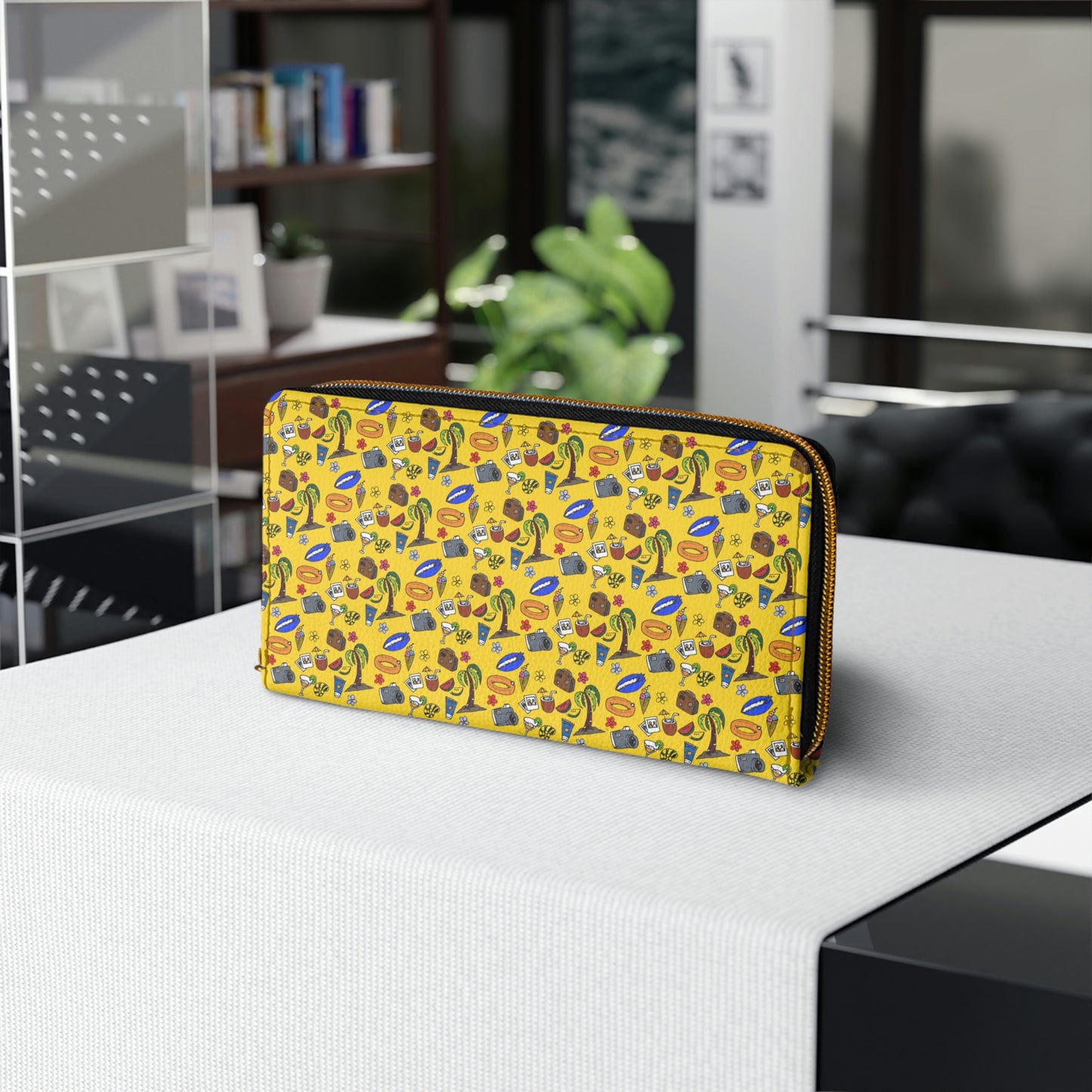 Summer doodles - yellow ffd800 - Zipper Wallet