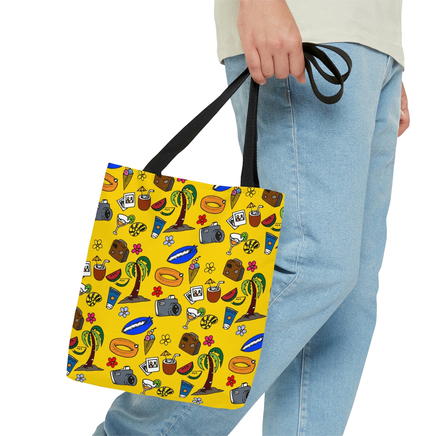 Summer doodles - oversize - yellow ffd800  - Tote Bag