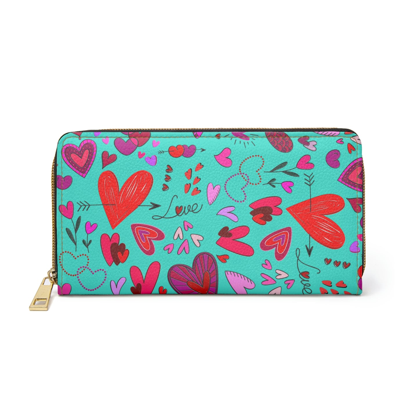 Heart Doodles - Turquoise 40e0d0 - Zipper Wallet