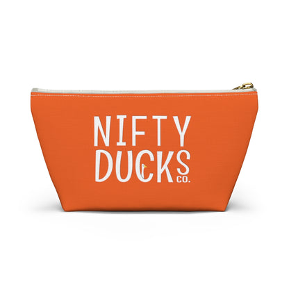 Nifty Ducks Co. Logo2 - ducks - orange - Accessory Pouch w T-bottom