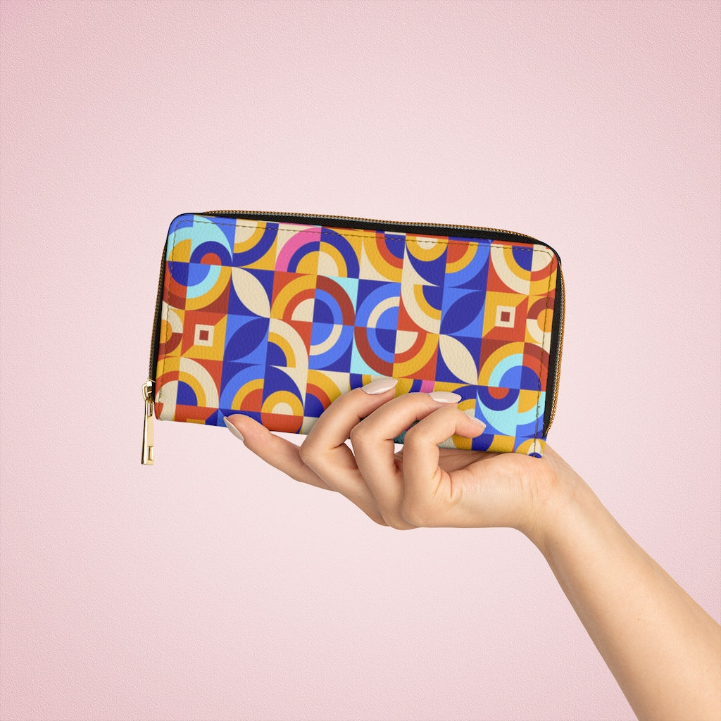 Bold Geometric Pattern - Zipper Wallet