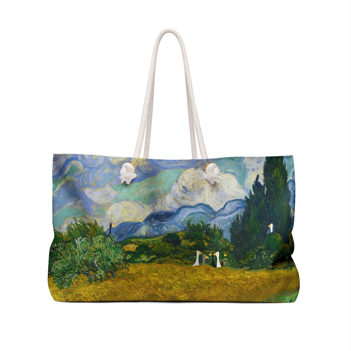 The Ducks visit the Wheat Field with Cypresses - Van Gogh - Weekender Bag