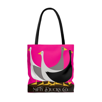 Nifty Ducks Co. Logo - deep pink - Tote Bag